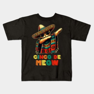 Cinco De Mayo Funny Mexican Cat Sombrero Poncho Men Women Kids T-Shirt